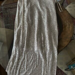 Ces Femme Shimmering Silver Maxi Skirt